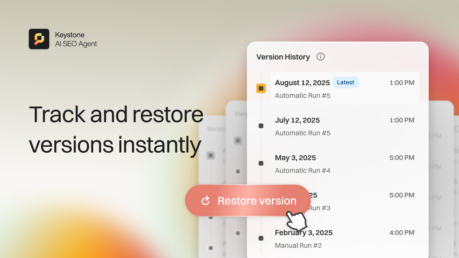 Track and restore versions instantly